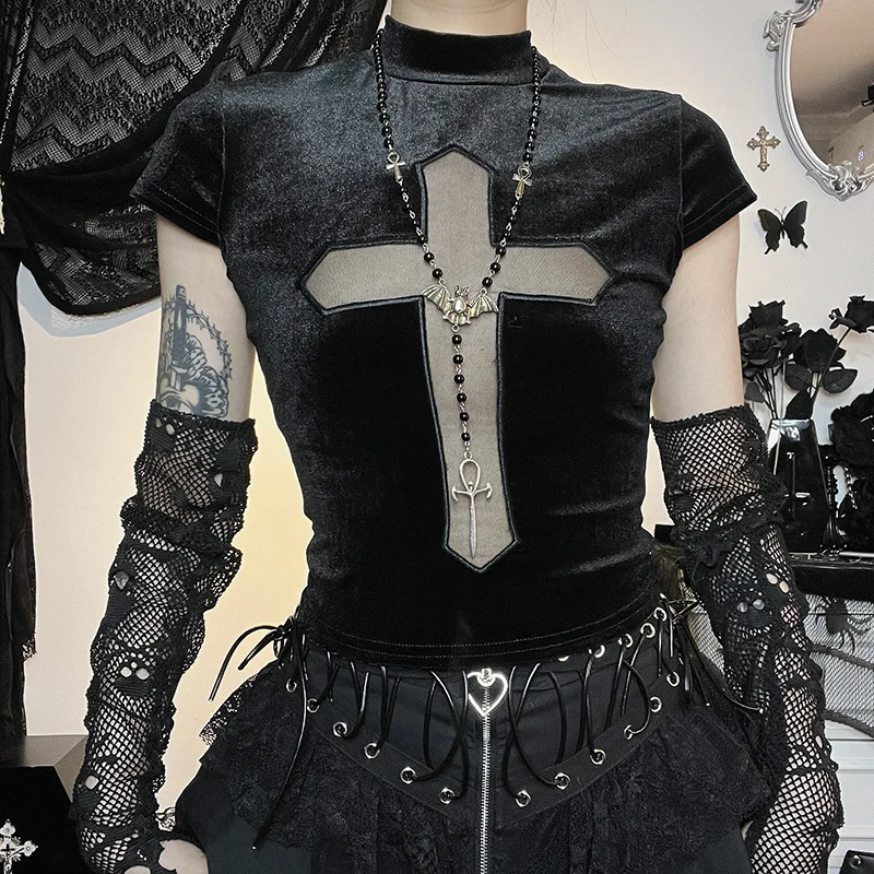 Costume Gothic Ropa Goth Shein Ropa Emo Goth Dark Cross Sheer Mall