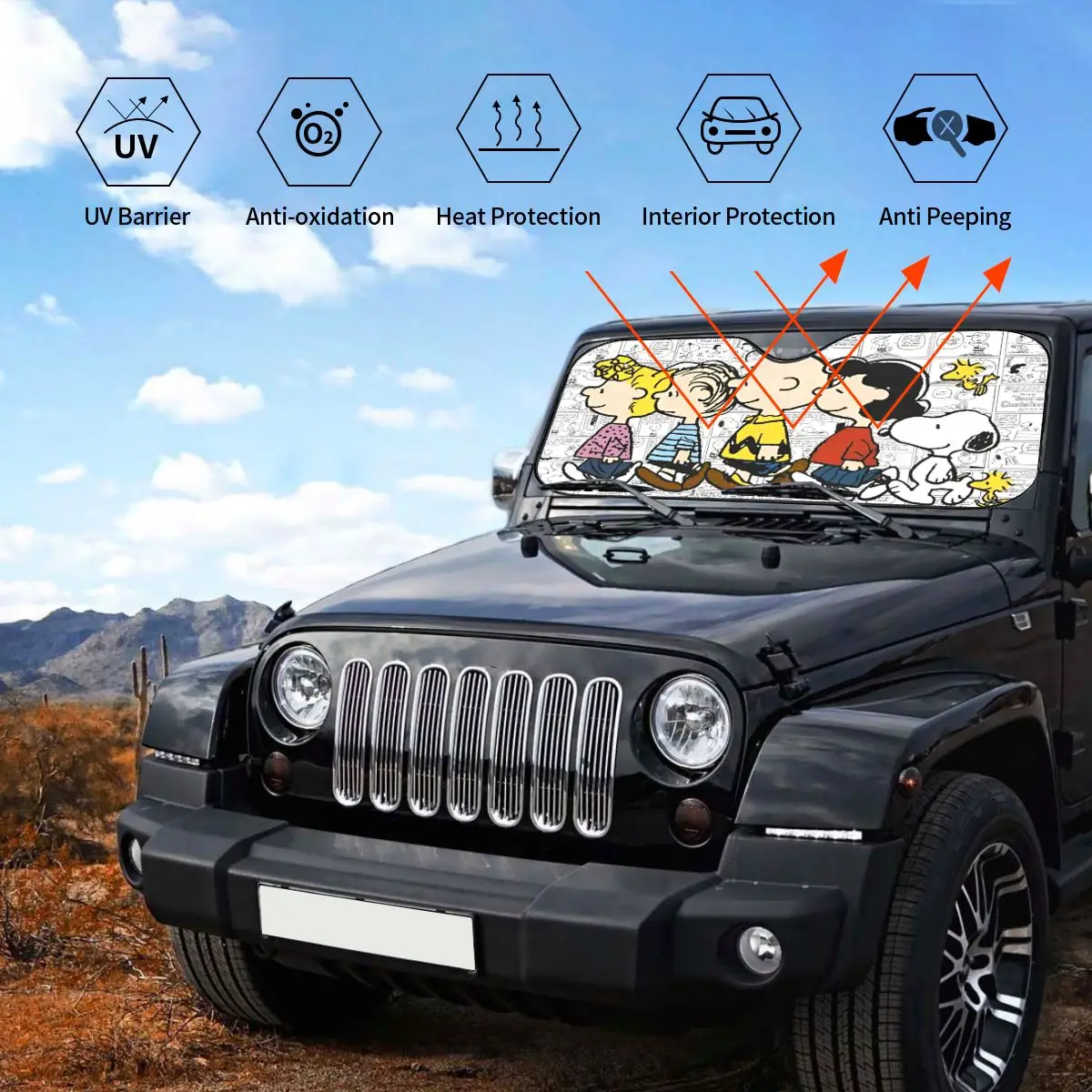 Snoopy Cartoon Peanuts Comic Folding Sunshade Windscreen 76x140cm Foils Sunshade Visor Solar Protect