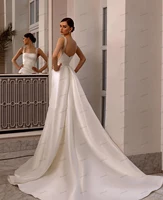 Simple Wedding Dresses Satin Bridal Gowns Sexy Square Collar Graceful Robe For Formal Party Elegant Vestidos De Novia Customized 2