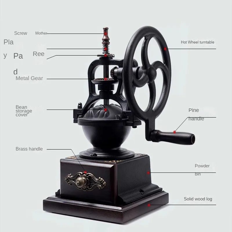 Hand grinding Coffee Machine Retro Home Manual Coffee Bean Grinding Machine Coffee Grinding Machine with Hand Shake Bean AT-021 5