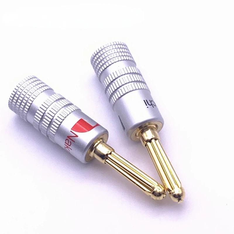 

4pcs Solid core aluminum shell banana plug Japan Nakamichi copper banana head Six core middle channel aluminum shell banana plug