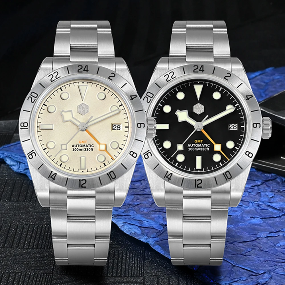 San Martin 남성용 비즈니스 드레스 시계, NH34 39mm BB GMT 럭셔리 시계, 자동 기계식 사파이어 날짜, Windows BGW9