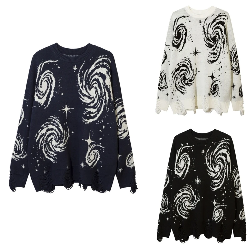 

Retro Distressed Knit Sweater Retro and Cosy Warm Long Sleeved Tops