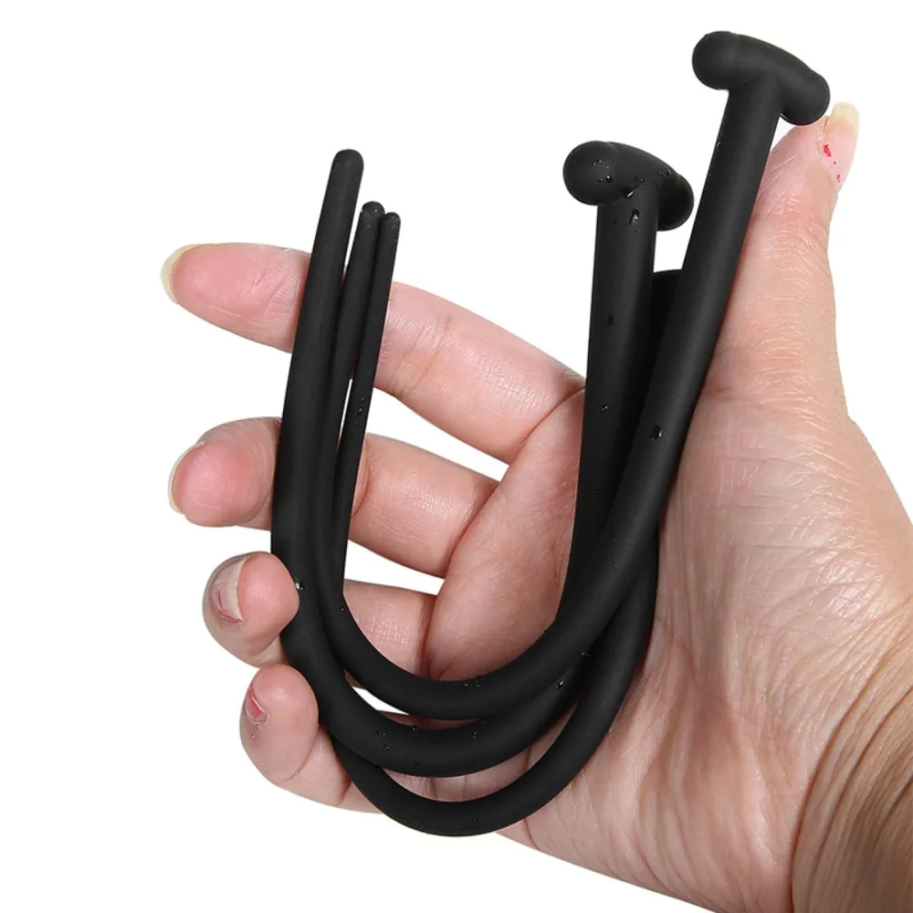 Penis Sex Toys T Head Long Silicone Horse Eye Rod Silicone Urethral Plug Male Horse Eye Dilation Stimulation Stick Inserter Adult Toys