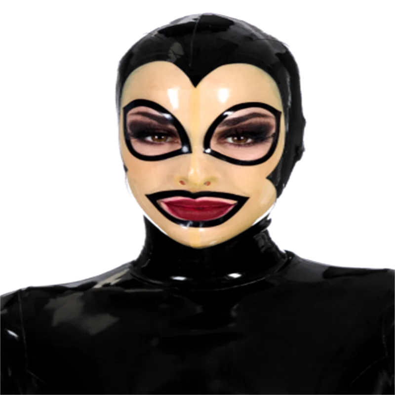 

Latex Hood Sexy Fetish Rubber Mask Black with Transparent Back Zipper Cosplay Halloween Costumes Custom Made