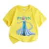 2024 New Design Cartoon Disney Frozen Princess Children 100%Cotton Girl Printed Street Casual Short Sleeve T-Shirt Girls Clothes 6