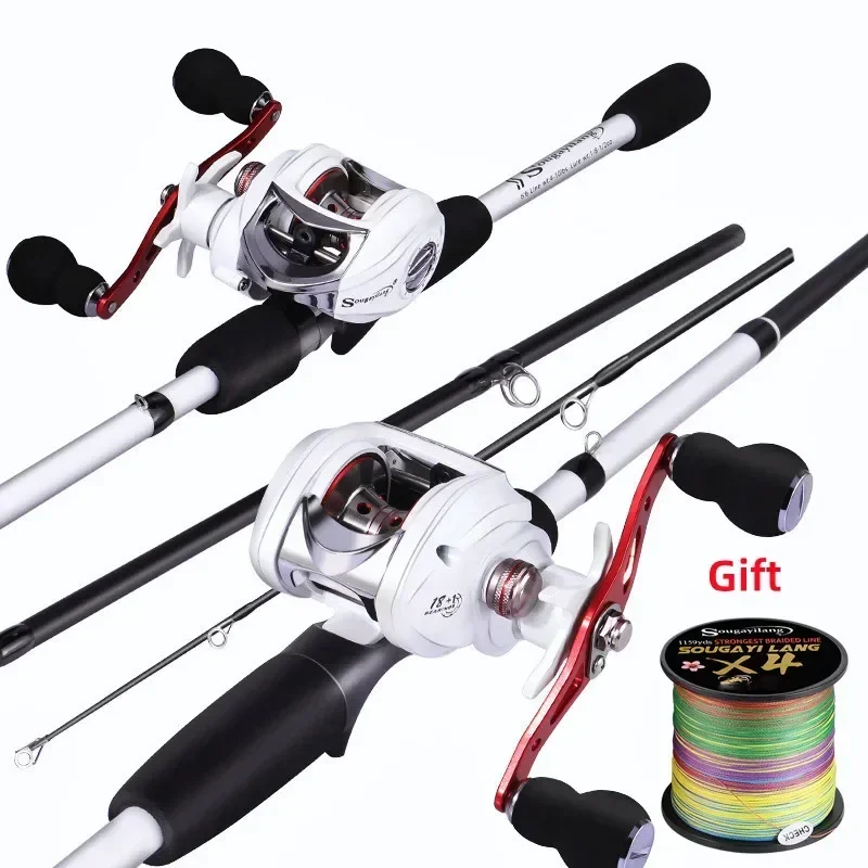 Sougayilang 4 Sections 1.98M Bass Fishing Rod and Baitcasting Fishing Reel  Ultralight Casting Rod Combo Travel Fishing Set Pesca - AliExpress