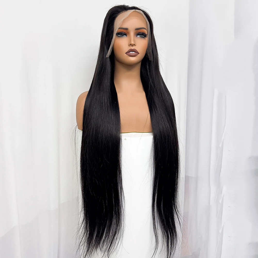 300% Density 40 Inches Straight Human Hair Wigs 13x4 Transparent Lace Frontal Brazilian Straight Hair Wig for Black Women