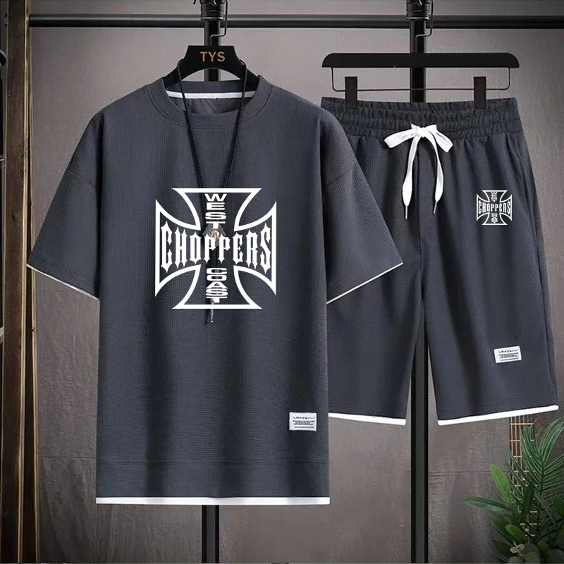 West Coast Choppers Men's Casual T-shirt & Shorts Set Men's Sportswear Loose Workout Costume  Loose Clothing 2-Piece Summer 5