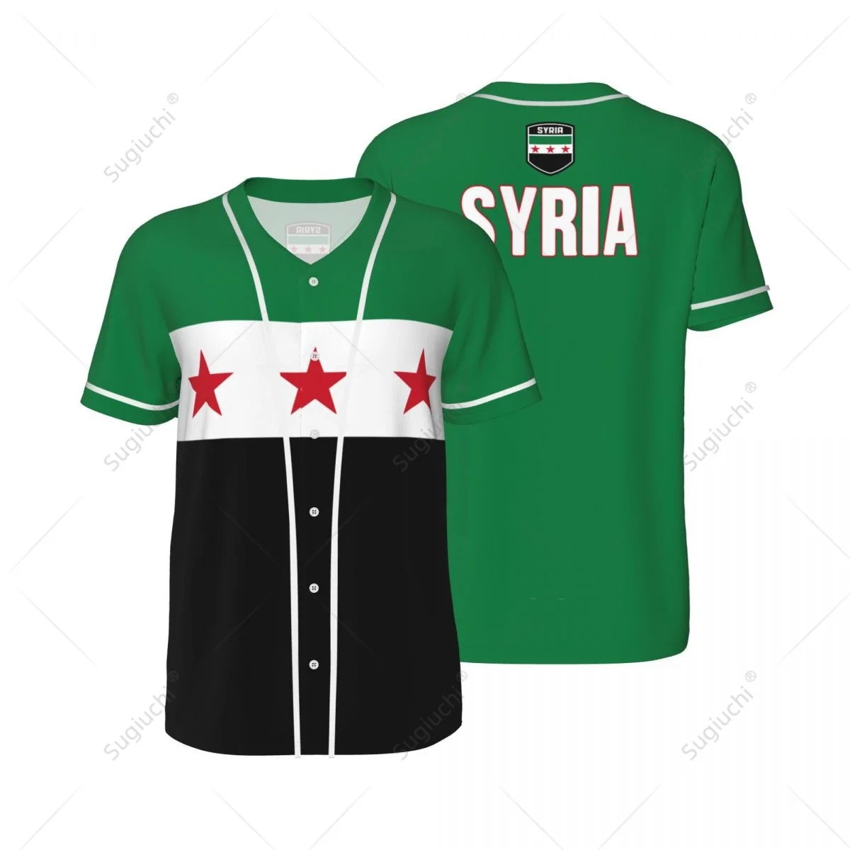 3D Printed Syria Flag 1932 1963 Men Baseball Jerseys Mesh Sports T-shirt Tees Name Nunber