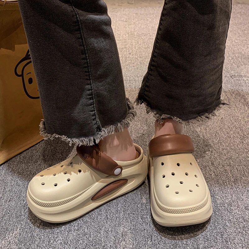 

New Hot Women's Casual Thick Soled Soft Slippers Women Home Fashion Trend Summer Beach Slipper Elegant Woman Sandals Mid Heels
