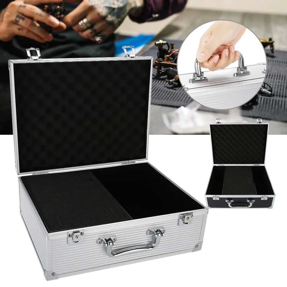 

Aluminum Tattoo Machine Storage Case Carrying Box Empty Organizer Foam Pad for Tattoo Microblading Suitcase Tattoo Accessories