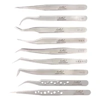 FUNMIX  Stainless Steel Tweezers  False Eyelash Extension Tweezers Anti-static Eyebrow Lash Tweezers Watchmaker Tools 1