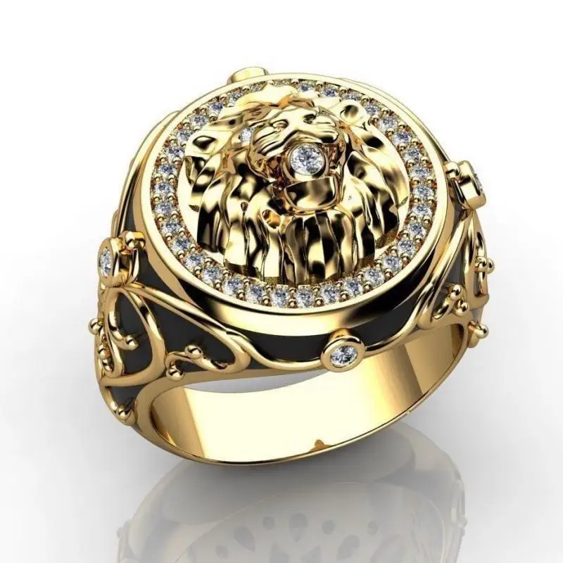 Men's Lion ring in 14k Yellow Gold