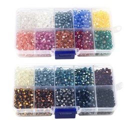 1 Box Czech Crystal Bicone Beads Kit For Making Jewelry Material DIY Bracelet Earrings Metal Color Loose Spacer Beads Wholesale