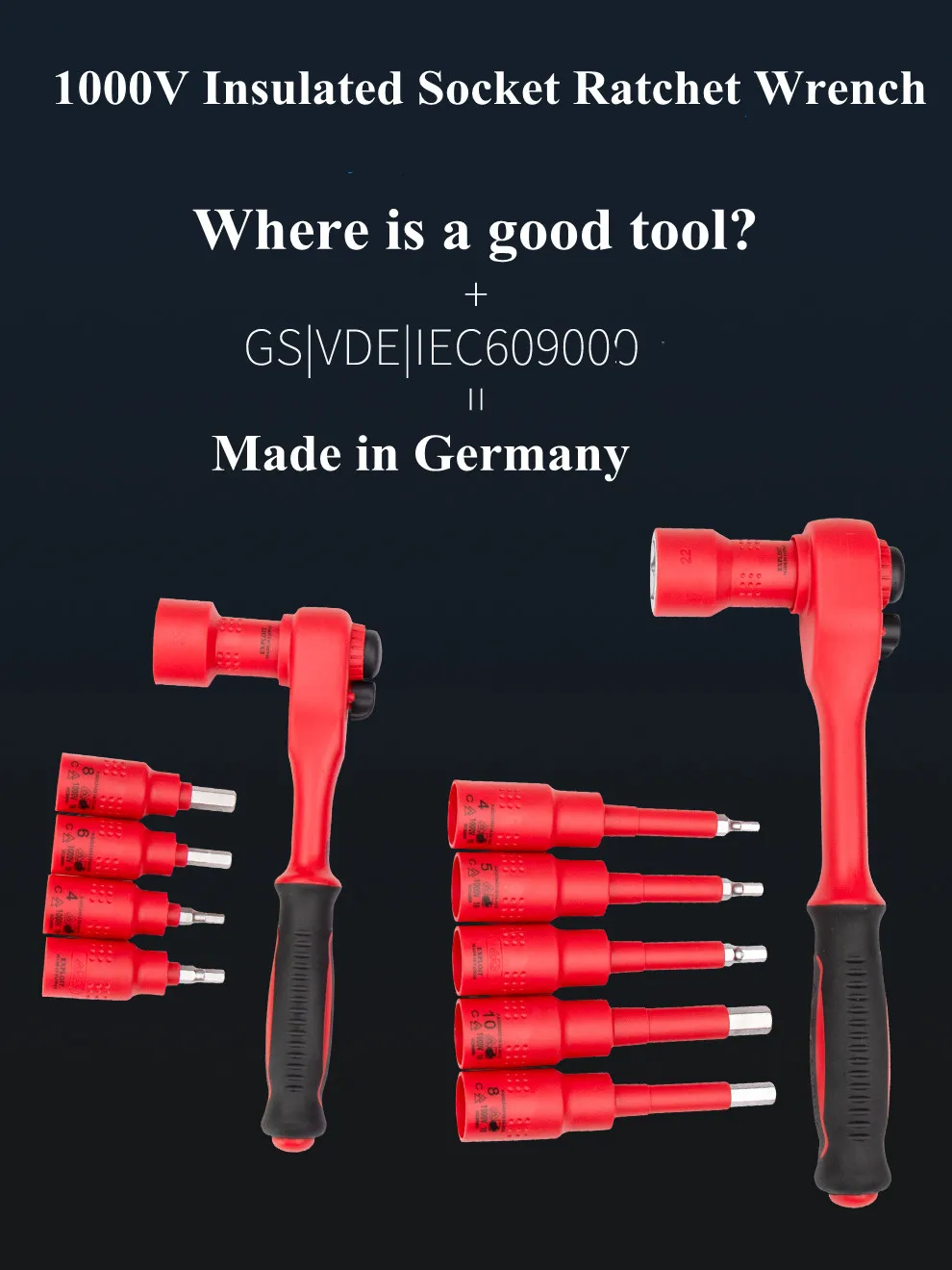 Insulated Ratchet Socket Wrench Set Made In Germany Vde Certified 3/8"  Electrician Special Tool Kit 4mm-22mm T Wrench Extension - Wrench -  AliExpress