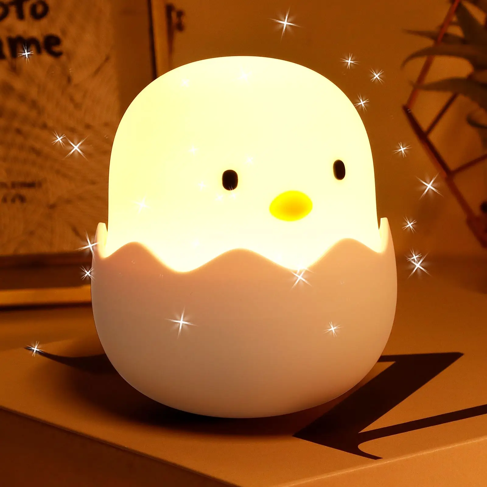 

USB Touch Night Lights LED Rechargeable Dimmable Cartoon Table Lamp Warm Light Brightness Adjustment Eggshell Ambient Lamps