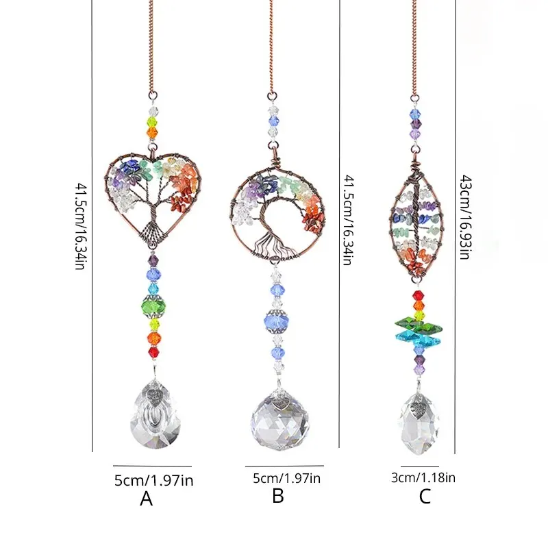 Colorful Original Stone Tree Of Life Crystal Glass Pendant 1pc Outdoor Garden Light And Sun Catcher Decorative Crafts,sun catcher,sun catchers,crystal pendant,solar garden light