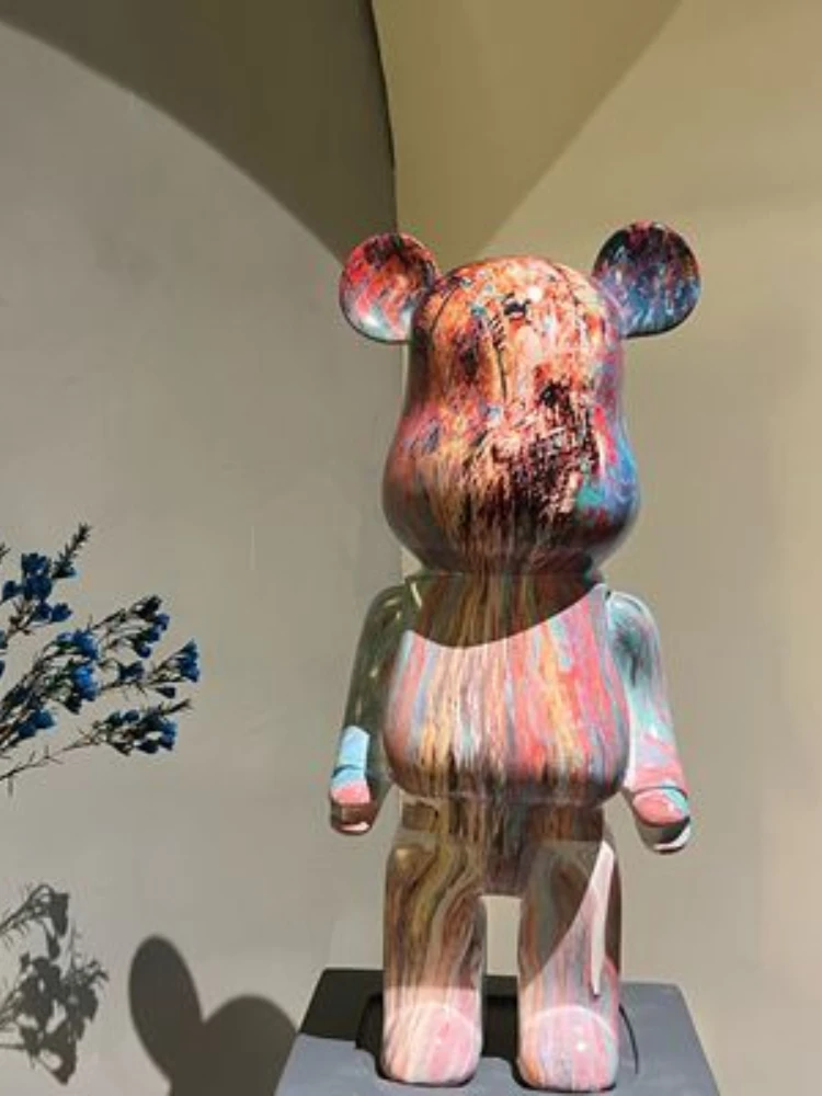 DIY Fluid Bear Sculpture Handmade Diy Graffiti Bearbrick Statue Manual  Parent-child Toys Fluid Painting Violent Bear Sculpture