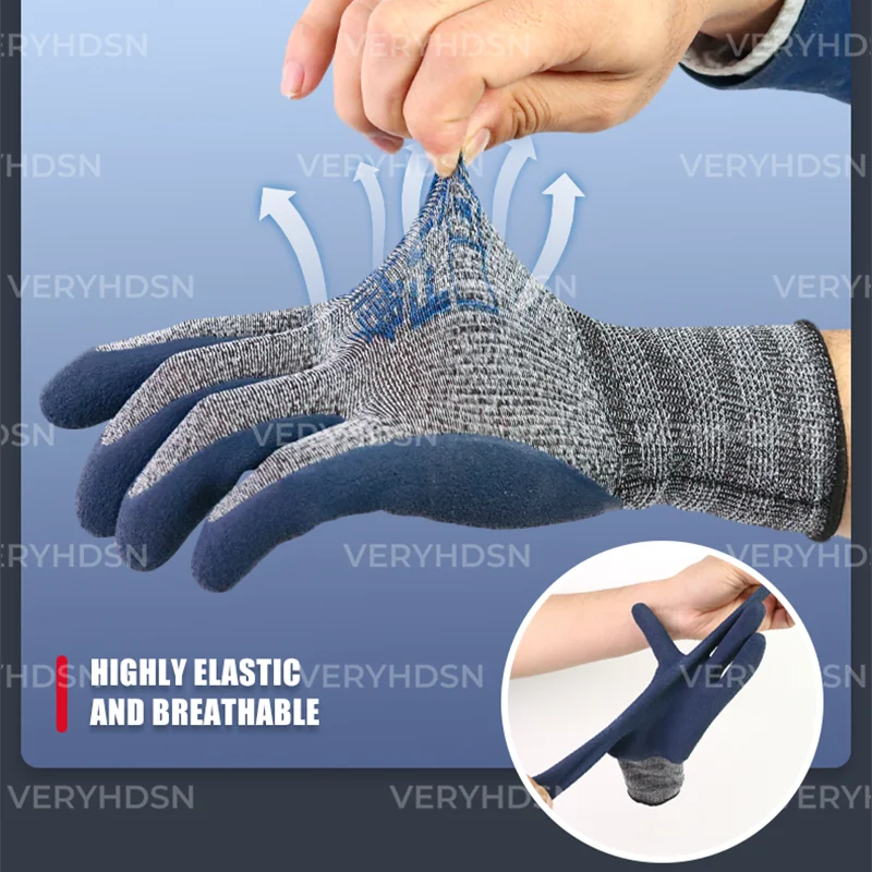 Durable & Breathable Safety Work Gloves anti cut gloves work gloves cut resistant gloves nitrile gloves protective gloves For Men&Women Multi-Purpose Firm Non-Slip Grip Cut-Resistant Nitrile Foam Coated 3pairs