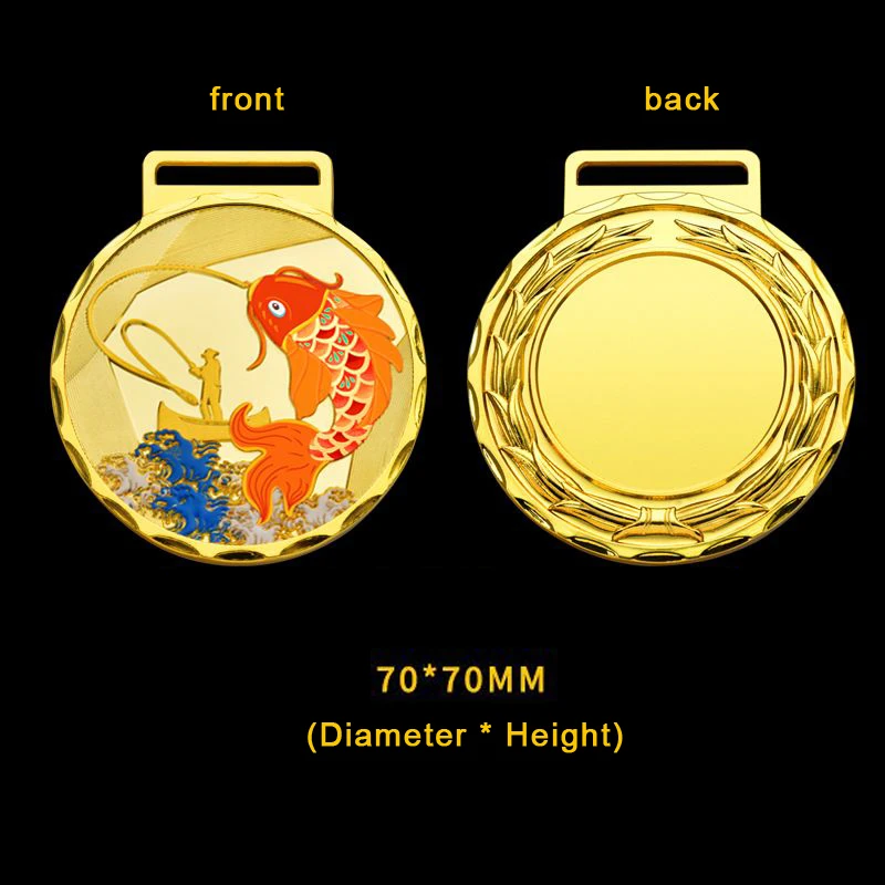 Customized Metal Fishing Medal, Gold, Silver, Bronze Team Activities Sports Sea Fishing Competition Creative Souvenir Medal 3Pcs