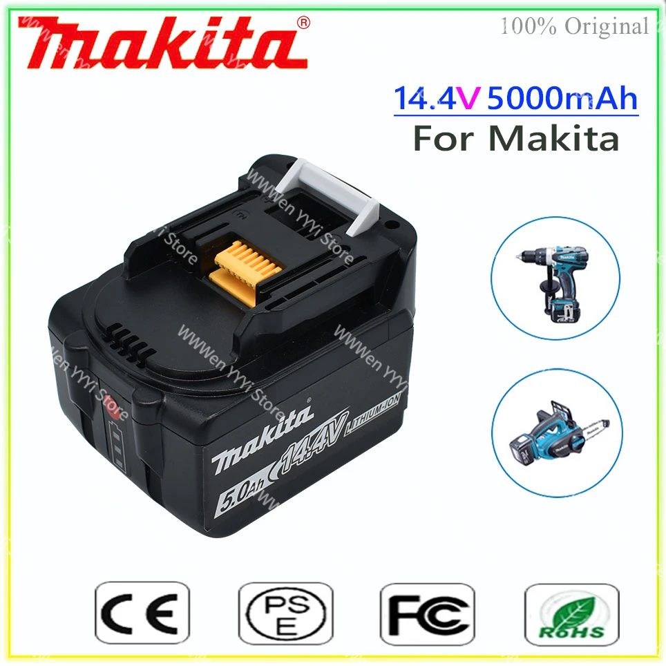 

Original Makita 14.4V 5000mAh Rechargeable Li-ion Battery For Makita 14V Power Tools 5.0Ah Batteries BL1460 BL1430 1415 194066-1