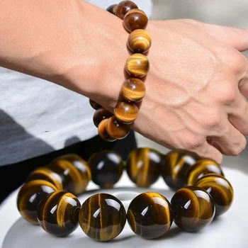 Natural Stone Beads Buddha Bracelet Brown Tiger Eyes Beads