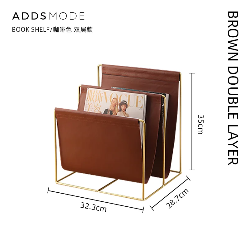 Iron Book Rack Small Storage Newspaper Holder Living Room American Style Magazine Stand Floor Organizer Bedside Home Decor FYMR
