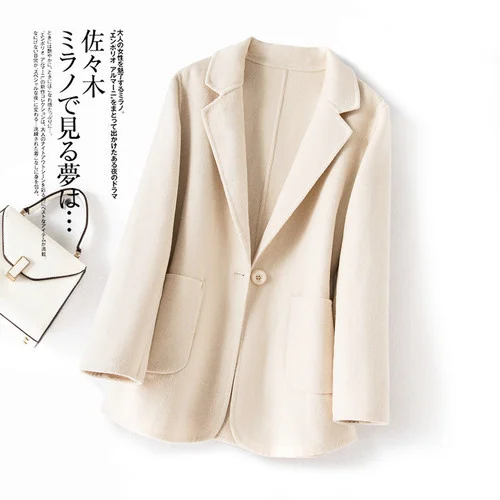 

Coat Double-sided Woolen Women's Short Hepburn Style Suit Collar 100% Wool Coat for Women Elegant Clothes Chaqueta Feminine FCY