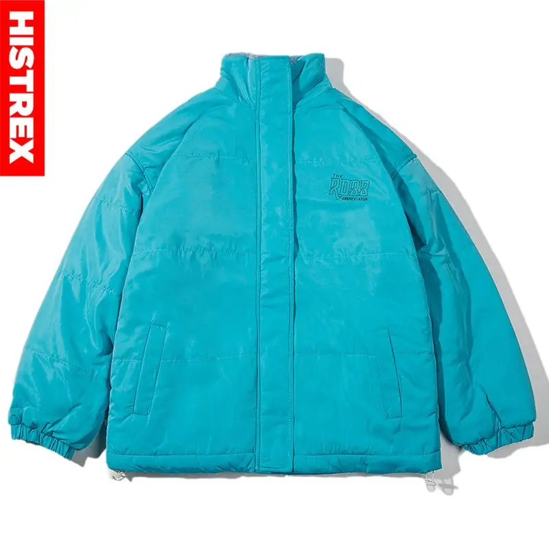 

HISTREX Men Reversible Solid Jacket Parka Winter Thick Warm Puffer Parkas Harajuku Oversized Lambswool Fleece Coats Outdoor Man