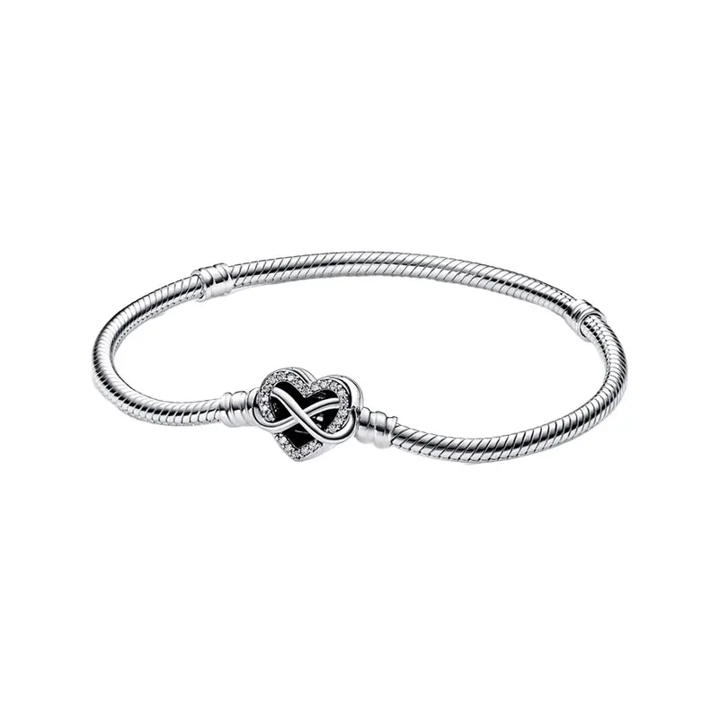 

Love Family Infinity Hearts Clasp Charms Bracelets For Women Wrist 925 Sterling Silver Original Fine Jewelry Snake Chains Zircon