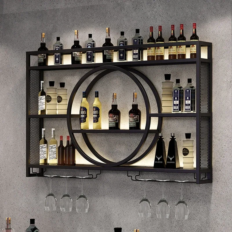 Scaffale Whisky Wine Cabinets Industrial Modern Club Hanging Bar Cabinet Liquor Display Mobili Da Cucina