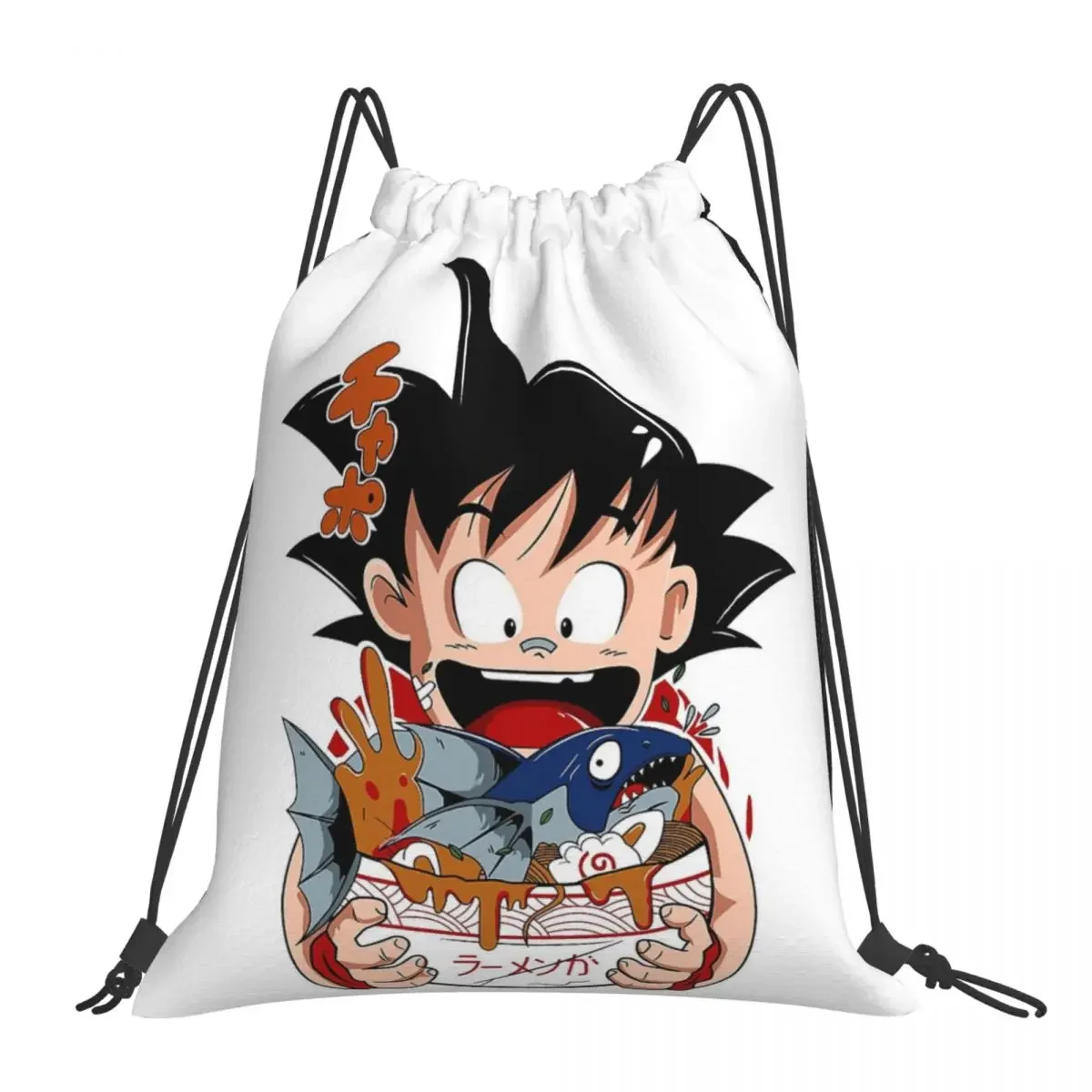 

Goku Ramen Backpacks Multi-function Portable Drawstring Bags Drawstring Bundle Pocket Sports Bag BookBag For Travel School