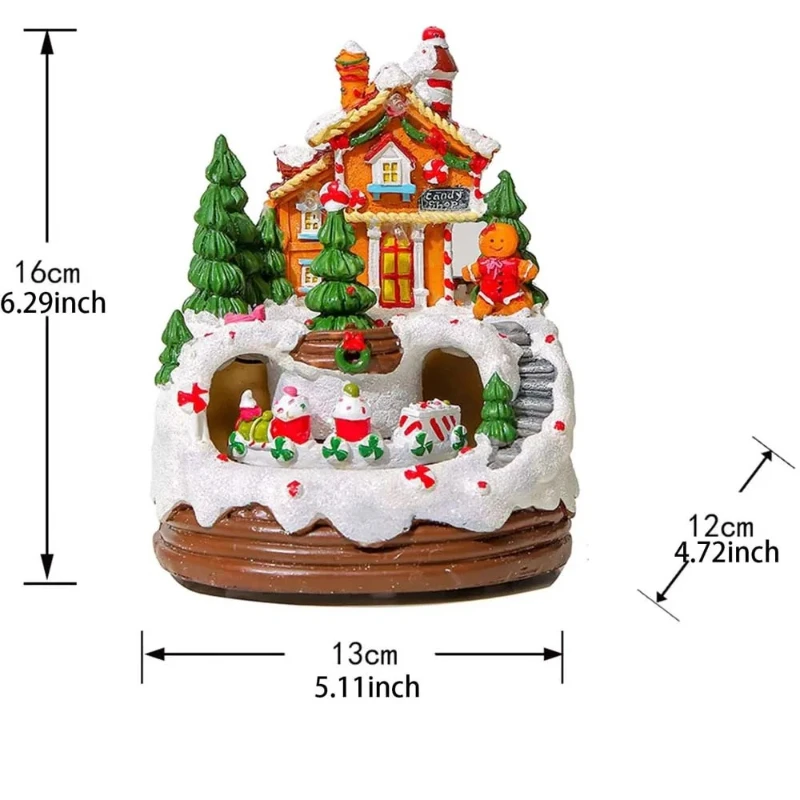Maison de Noël pain d’épice LED avec train musical, décor de table – Image 5