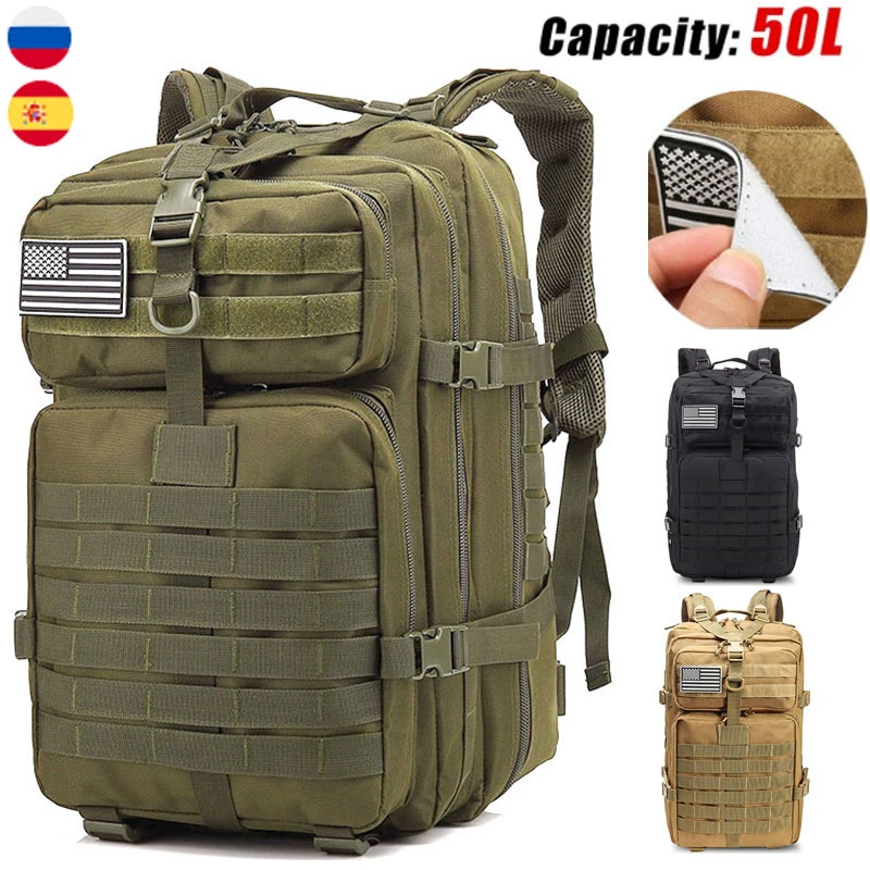 50L Large Capacity Men Army Military Tactical Backpack 3P Softback