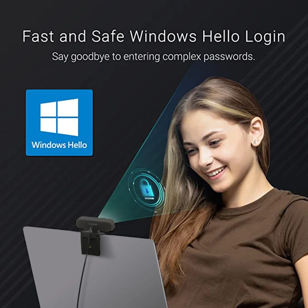Identification Login Web Camera for Windows Hello with Base USB Computer Webcam 5MP 2K Detachable Web Camera for Computer Laptop