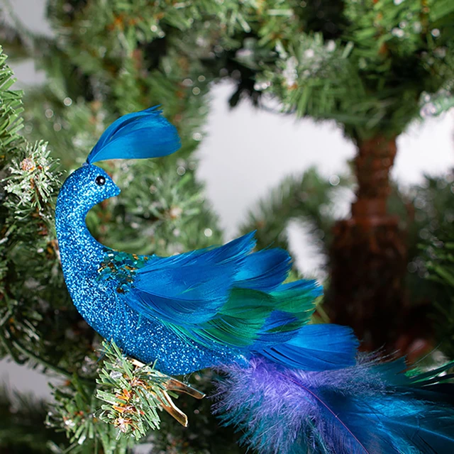 Holiday Decor Simulated Peacock Decoration Realistic Hanging 3d Christmas  Tree Ornaments