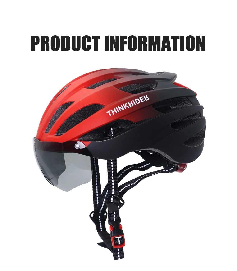 ThinkRider Cycling Helmet Man Women LED Light Helmet Road Mountain Bike Helmet Lens For Riding Bicycle Sports Skateboard Scooter