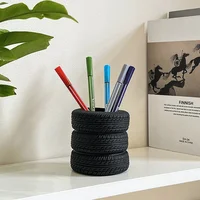 1Pcs Creative Tire Pen Holder Home Desktop Storage Ornament Makeup Brush Storage Boxed Accessories 2