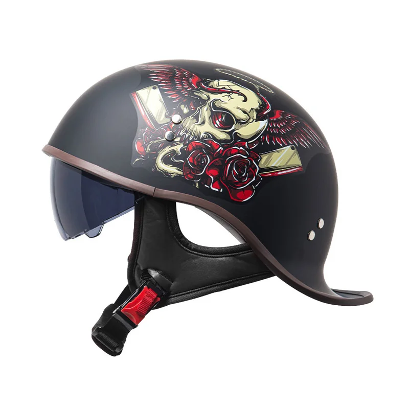 

Half Face Helmet DOT Approved Retro 1/2 Motorcycle Helmets Open Helmet for Men Four Seasons Free Shipping ABS Shell Safty Cap