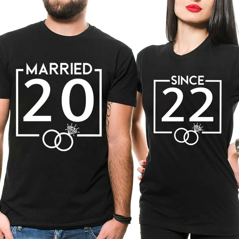 

MARRIED MR MRS Print Couple T Shirt Short Sleeve O Neck Women Loose Tshirt Fashion Lovers Tee Shirt Tops Camisetas Mujer