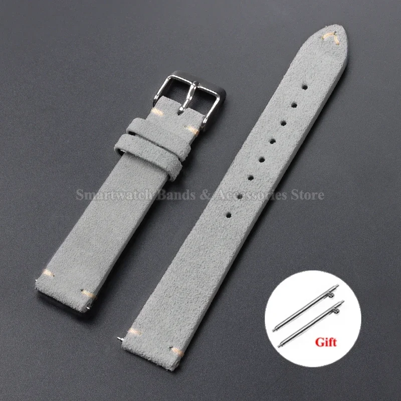 Vintage Suede Leather Quick Release Watch Strap - Handmade Bracelet in Multiple Sizes