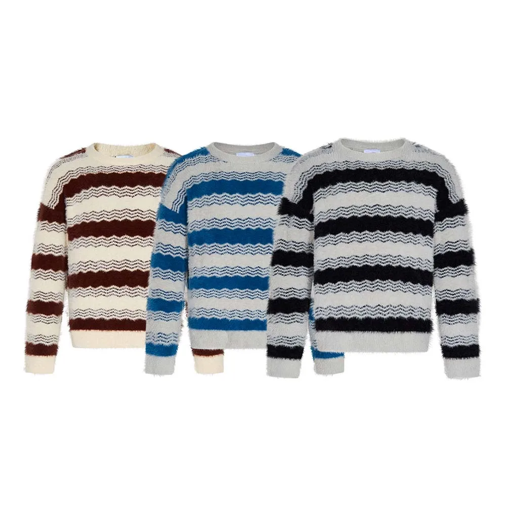

MADE EXTREME Striped Knitted Sweater Men Couple Sweater Unisex