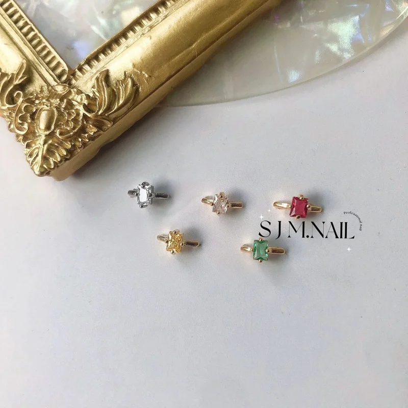 5Pcs 네일 아트 럭셔리 지르콘 디자인 매력 품질 다이아몬드 반지 모양의 멀티 디자인 네일 매력 쥬얼리 DIY 네일 액세서리