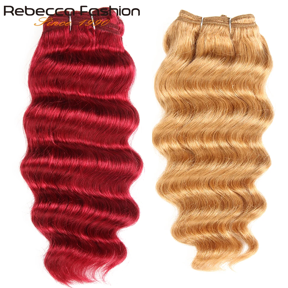 Nature Hi Deep Hair 1 Piece Only Brazilian Deep Wave Human Hair Weave Bundles Deal #4 #27 Ombre Remy Extension