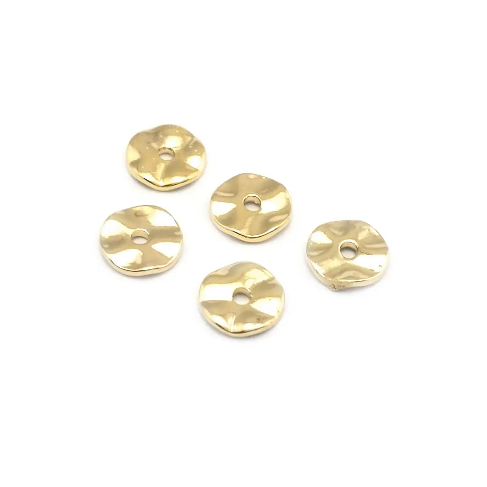 Cuentas de Espacio de Onda Redonda de Metal Dorado 18K 30PCS Alturas Varias Ideal para Hacer Joyas - details 18