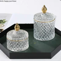 Transparent Glass Jar with Cover Storage Tank Jewelry Box Storage Boxes Cotton Swab Box Candy Jar Storage Bottles Home Organizer 1