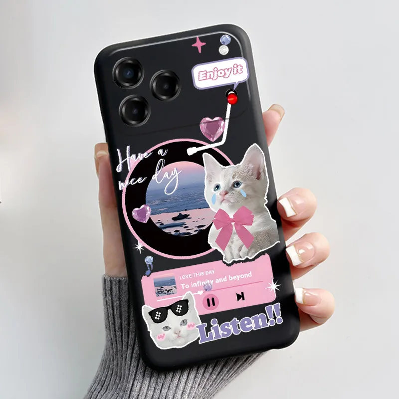 Aesthetic Cute Cat Cartoon Black Soft Silicone Shockproof Phone Case