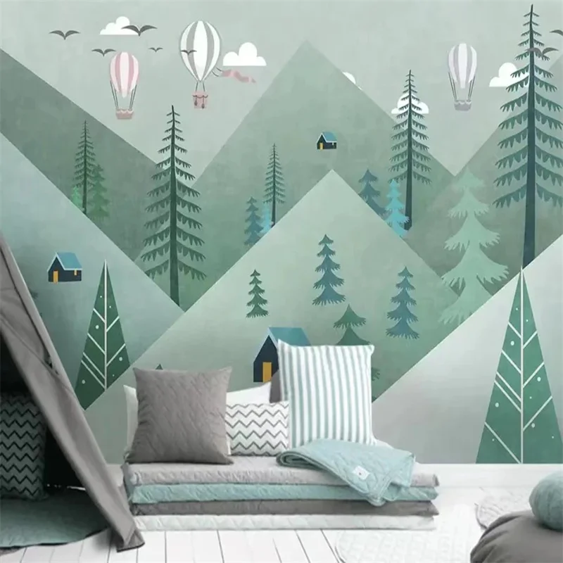 Xuesu Custom simple Nordic 3D hand-painted animal children's room girl bedroom cartoon wallpaper mural