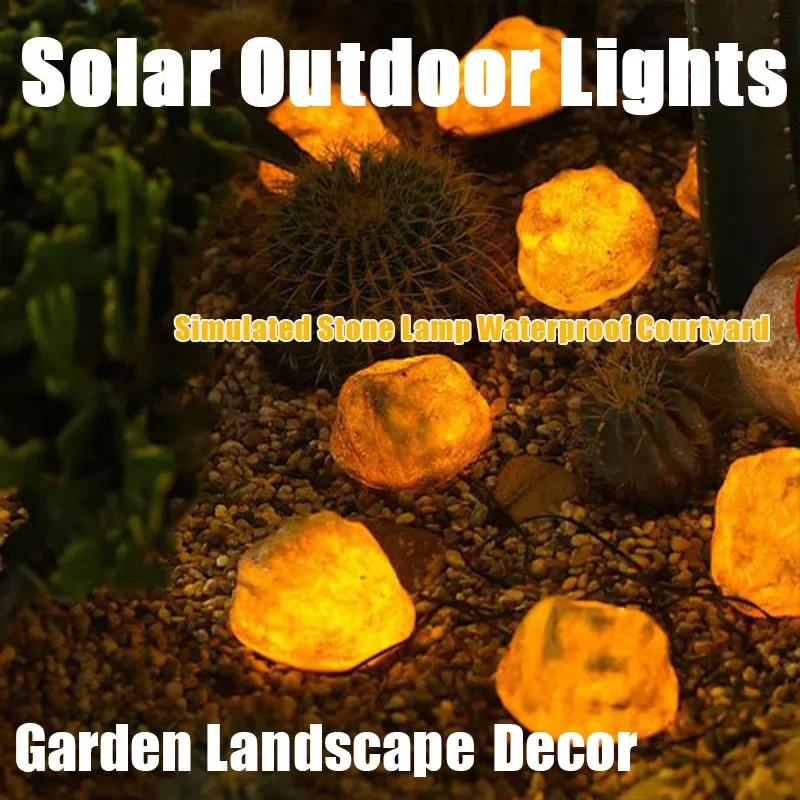 Imitation Stone Solar Lighting Outdoor Garden Waterproof 4LED String Landscape Villa Outside Yard Path Lawn Christmas Decor Lamp tumbeelluwa natural agate slices geode stone beverage coaster cup mat engraved merry christmas and happy new year